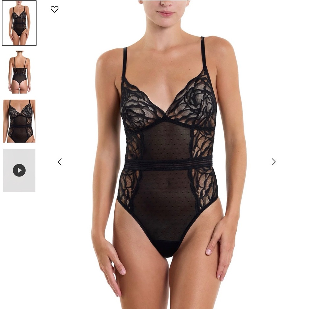 HANKY PANKY Black Sheer Lace Bodysuit